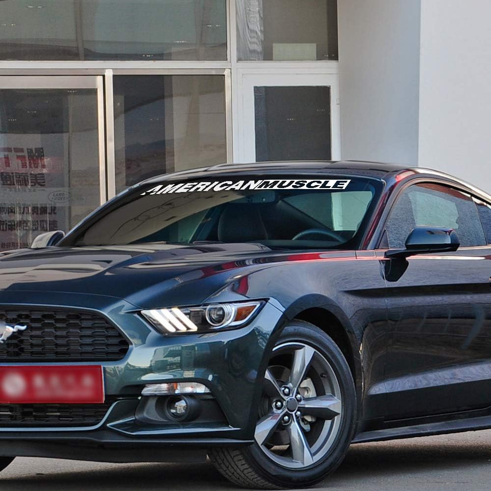 AMERICANMUSCLE Bold Text Windshield Banner Decals – Front &amp; Rear (2-Piece Set)