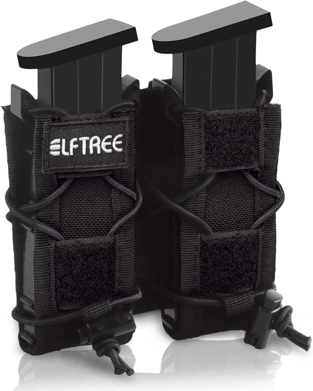 Pistol Double Magazine Holster, Universal 9MM Single/Dual Stack Gun Mag Pouch, Open-Top Handgun Ammo Holder with Rapid Response and Compatible MOLLE