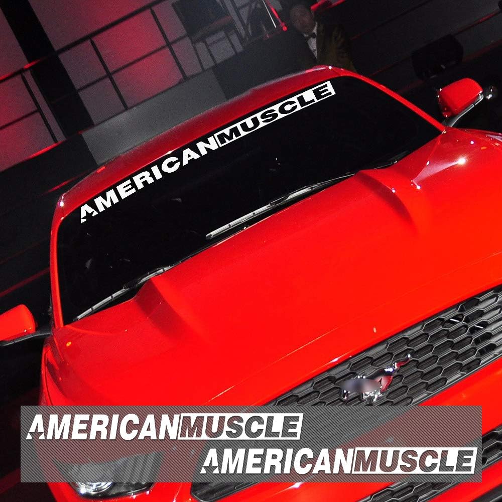 AMERICANMUSCLE Bold Text Windshield Banner Decals – Front &amp; Rear (2-Piece Set)