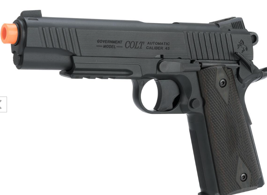 Cybergun Colt Licensed 1911 M45A1 CO2 "High Efficiency" Airsoft High Power Gas Pistol (Model: Black / Gun Only)