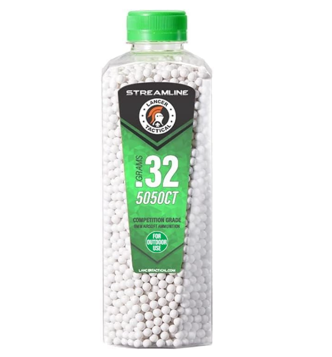 Lancer Tactical Polished Airsoft BBS for Outdoor Field 0.32g-Competition Grade, Made in Taiwan, 5050 Count, Outdoor Field Complian