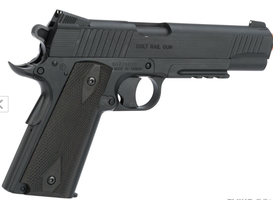 Cybergun Colt Licensed 1911 M45A1 CO2 "High Efficiency" Airsoft High Power Gas Pistol (Model: Black / Gun Only)