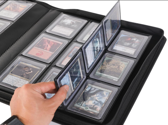 Toploader Binder, Holds 288 Toploaders, 9 Pocket Top Loader Binders with Sleeves for 3" x 4" Rigid Card Holders for Trading Cards or Sports Cards - Model C，Classic Black