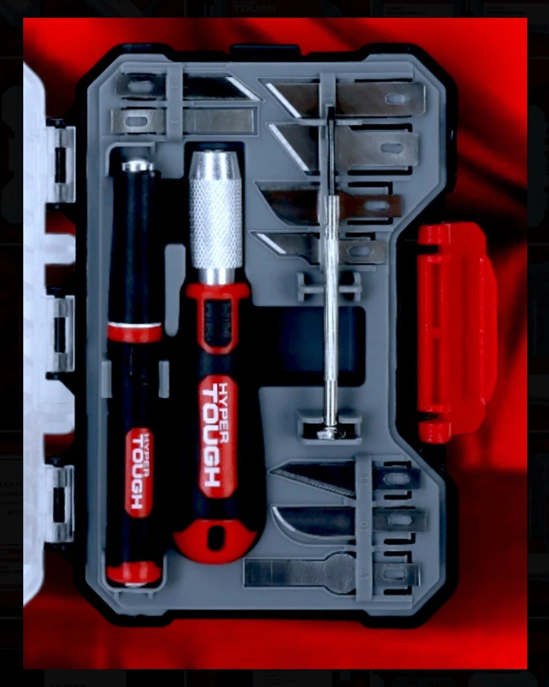 Hyper Tough 12pc Precision Knife Tool Set + Click Fit Storage Case NEW